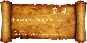 Rusznyák Andrea névjegykártya